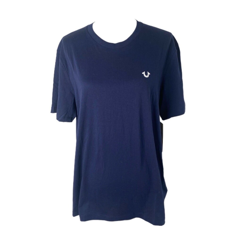 True Religion Men’s Shirt Blue Big Logo Ace Crewneck Short Sleeve Size Large